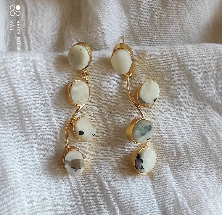 Contemporary Natural Stone Earrings