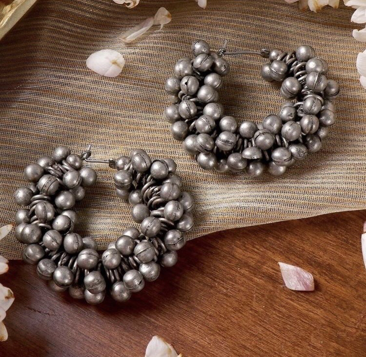 Black Metal Ghungroo Hoops