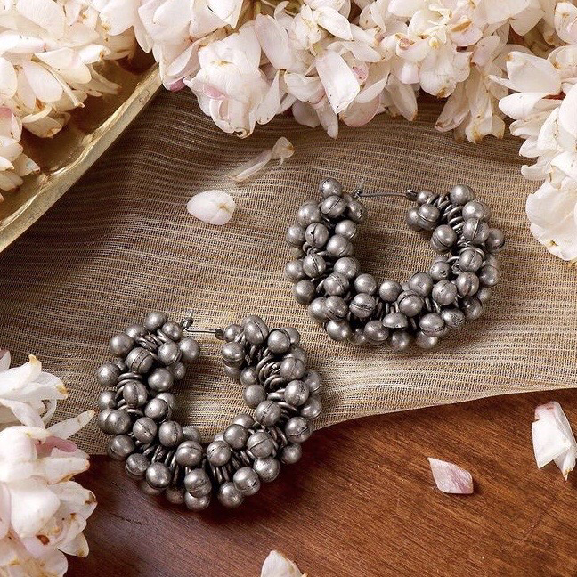 Black Metal Ghungroo Hoops