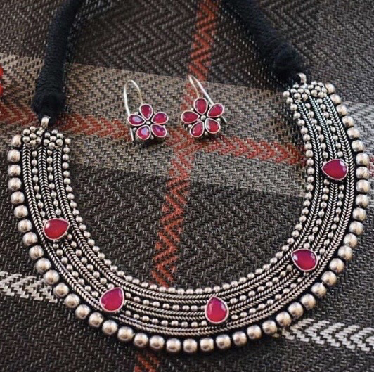 Oxidized Stone Choker Set