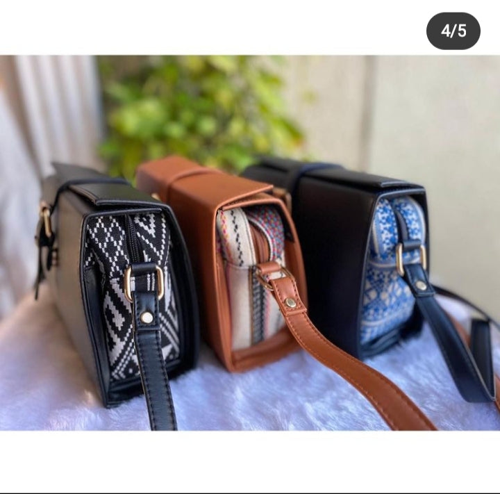 Jacquard Fabric Sling Bags