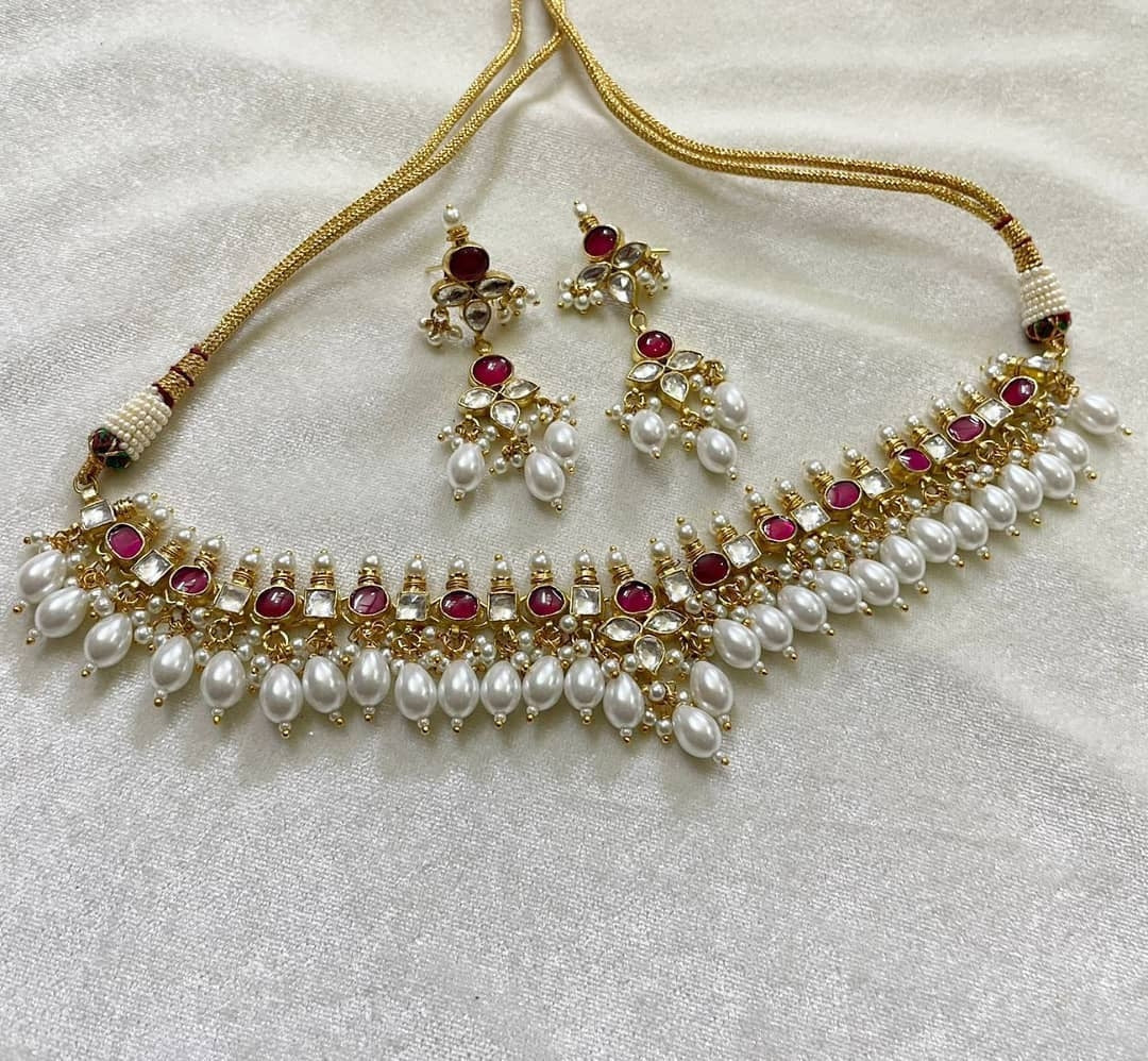 Ahmedabadi Red Kundan Chokerset