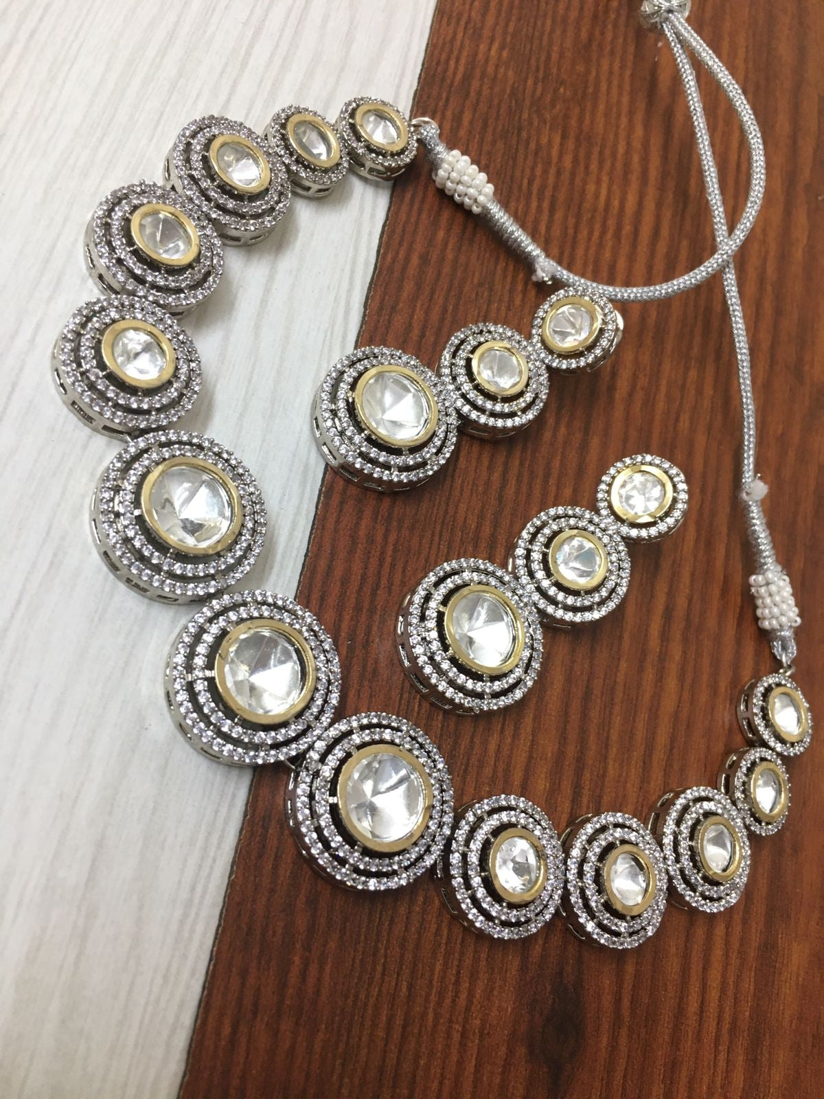 Silver Foil Kundan Choker Set