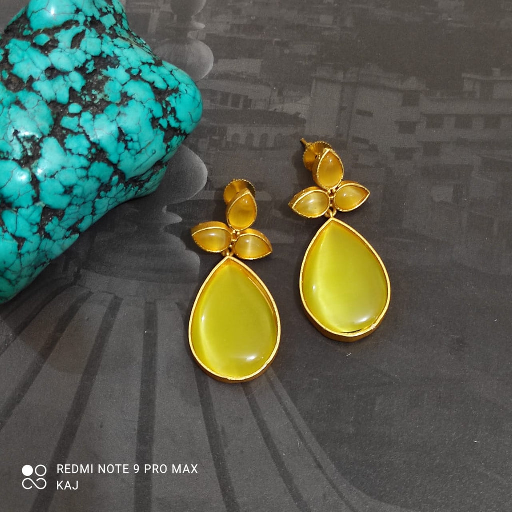 Matte Gold Stone Earrings