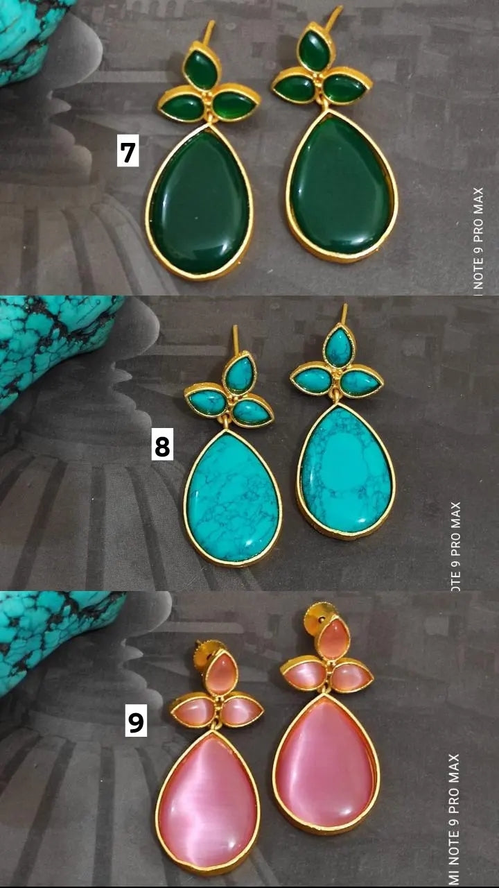 Matte Gold Stone Earrings