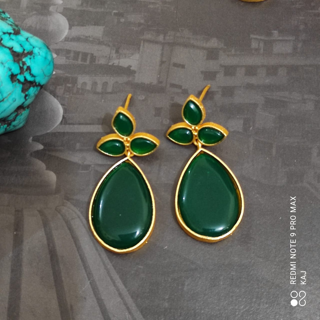 Matte Gold Stone Earrings