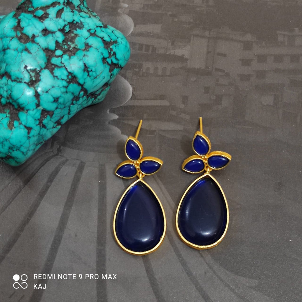 Matte Gold Stone Earrings