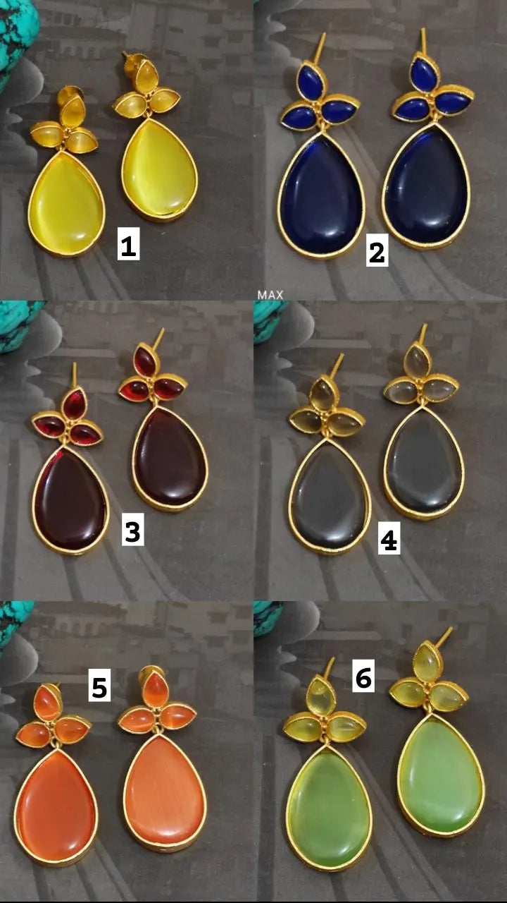 Matte Gold Stone Earrings