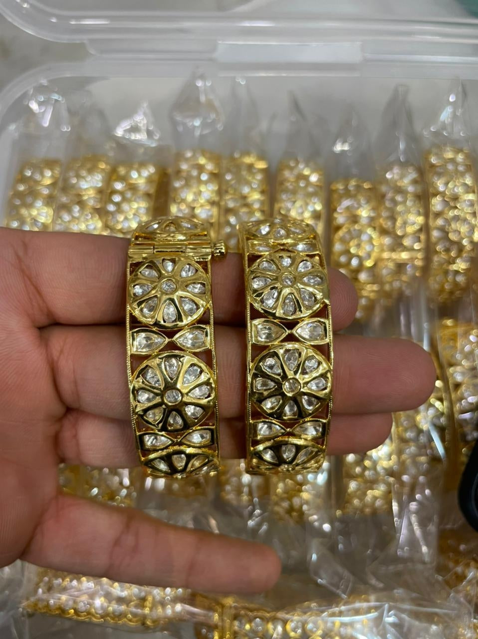 Ahmedabadi Gold Kundan Bangles