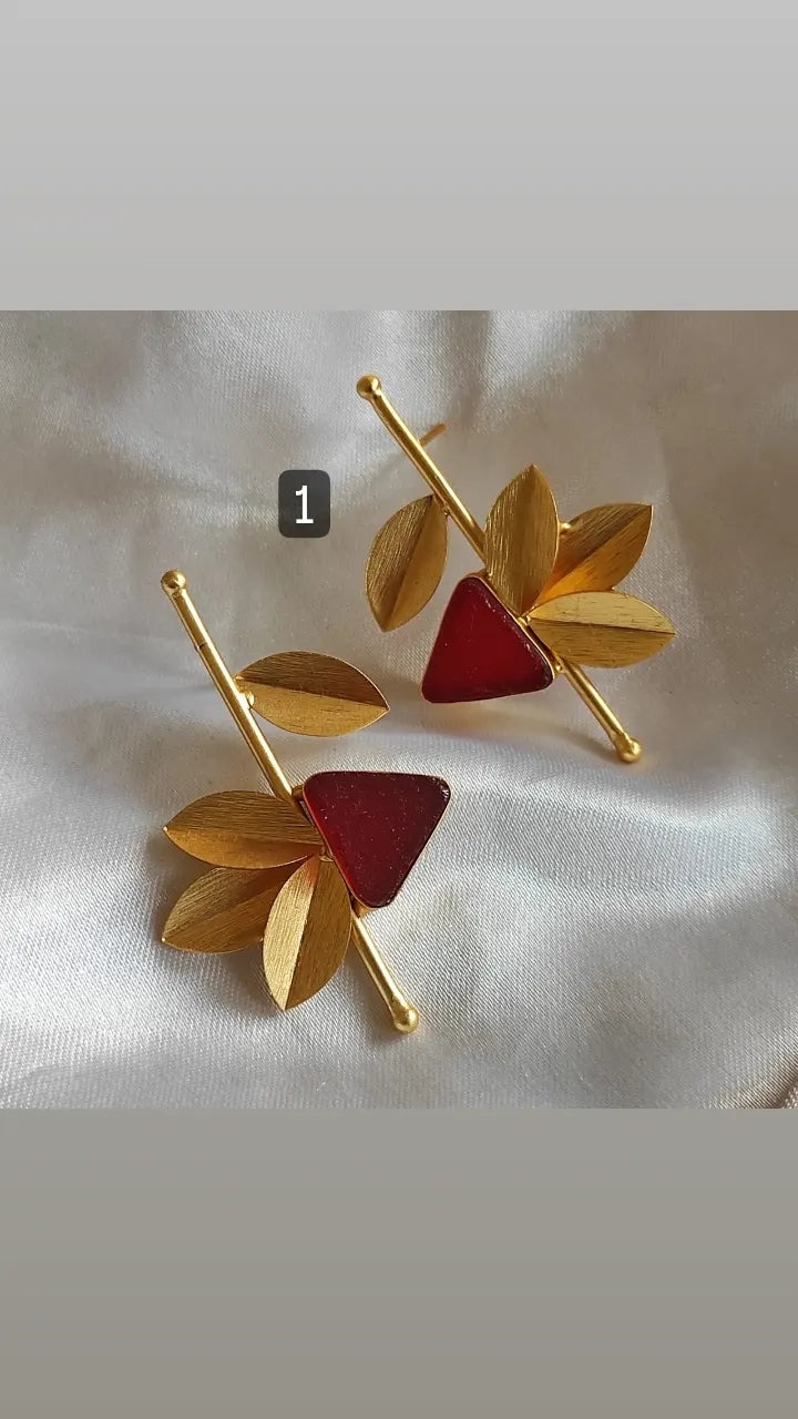 Matte Gold Contemporary Studs