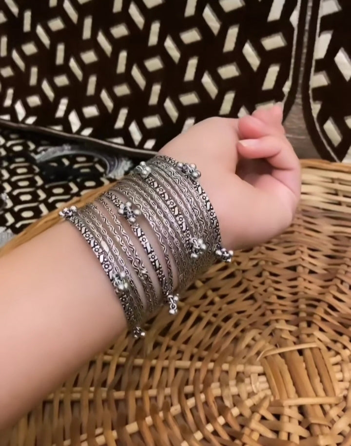Oxidized Silver Bangles Set
