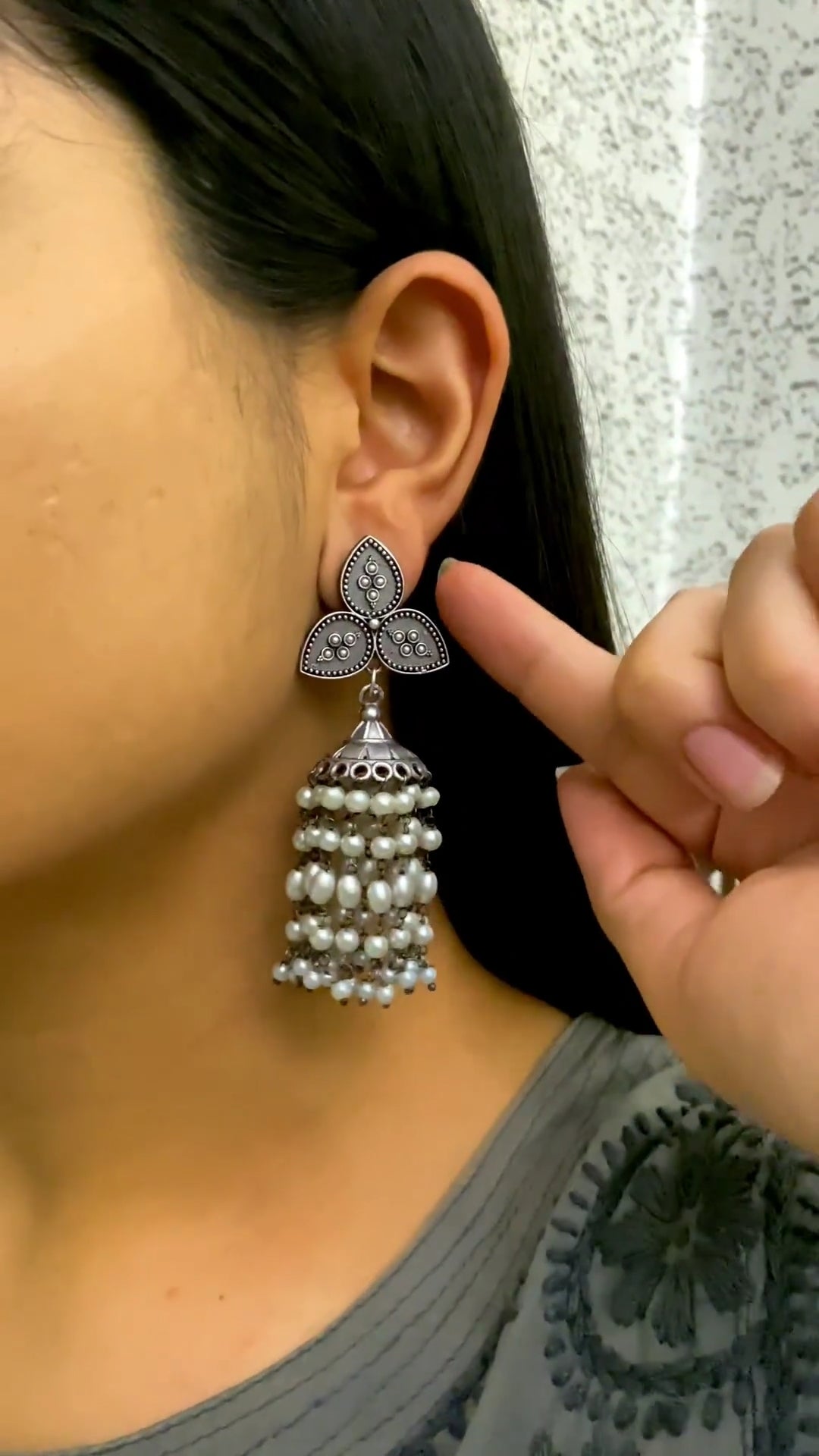 Silver Look-alike Waterfall Earrings