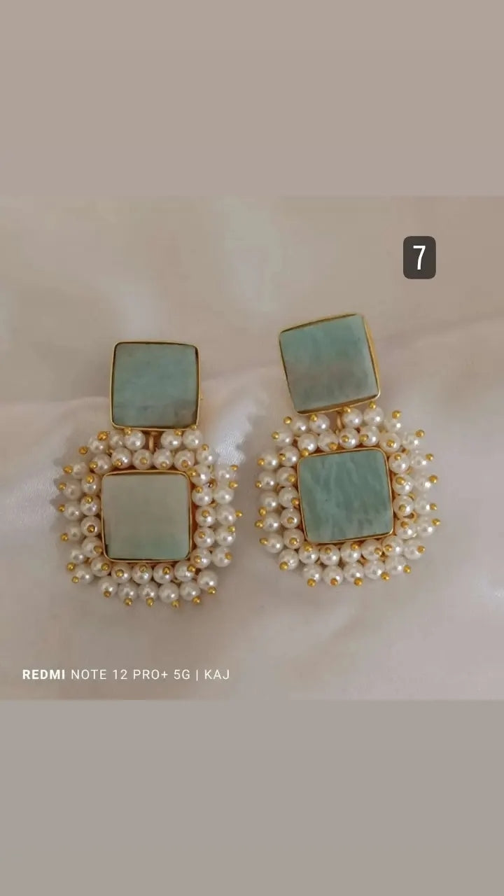 Natural Stone Pearl Earrings