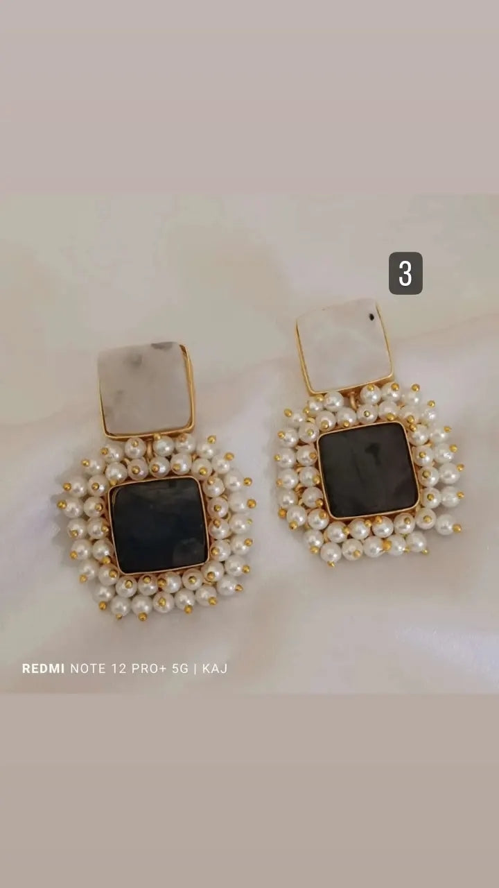 Natural Stone Pearl Earrings