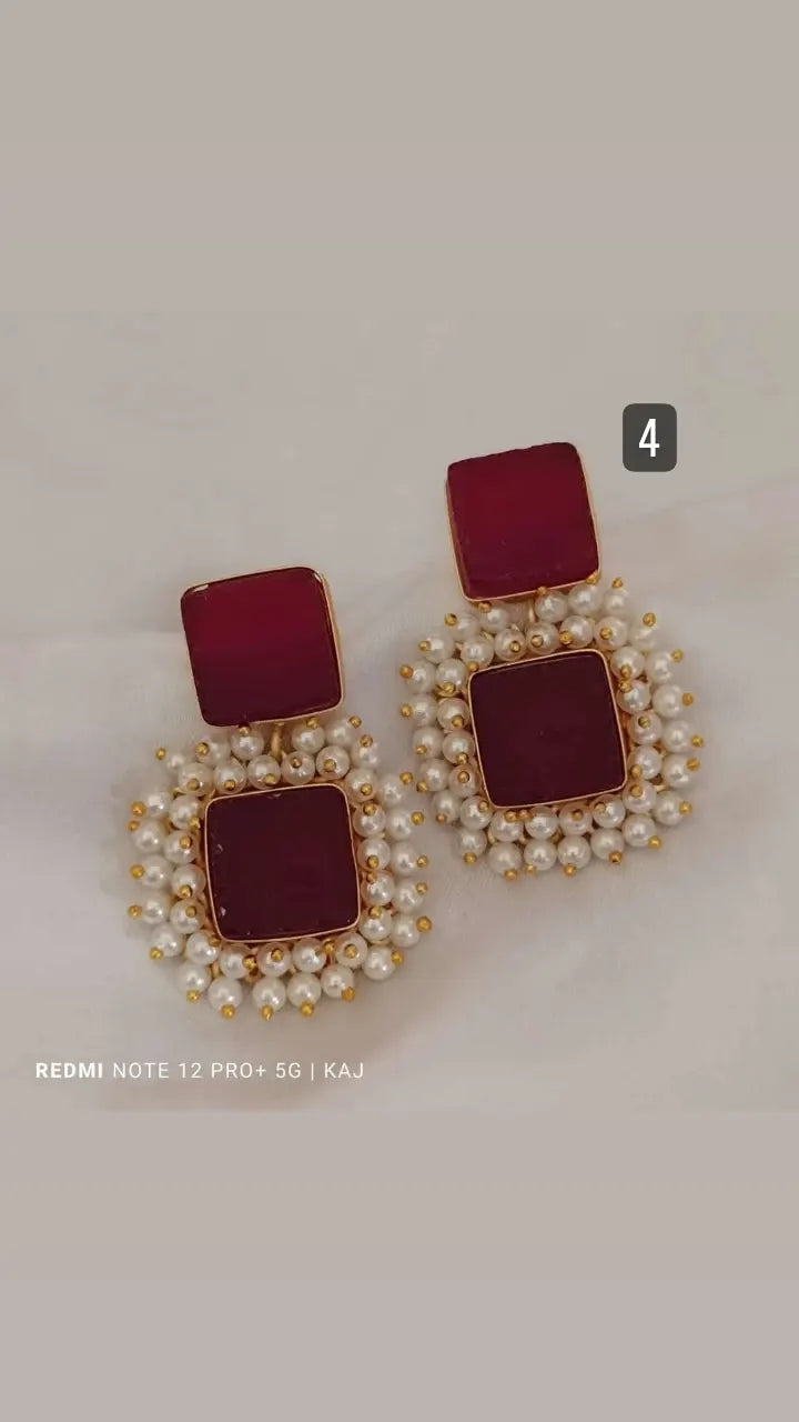 Natural Stone Pearl Earrings