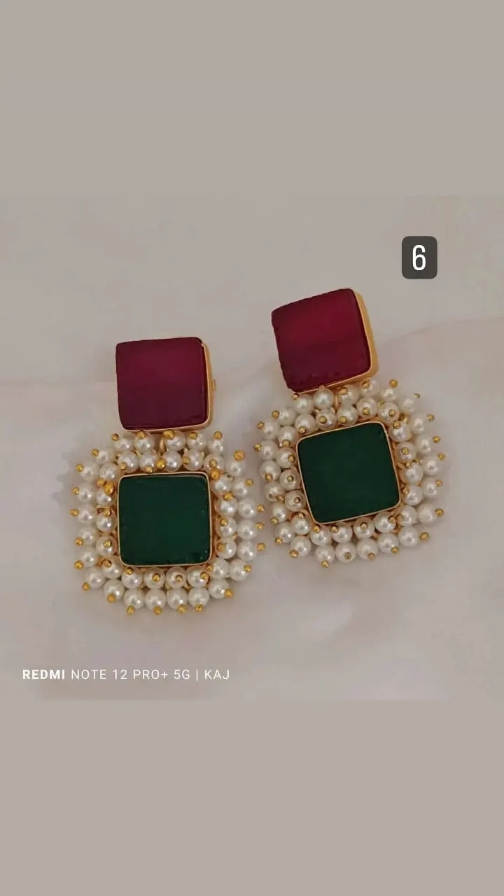 Natural Stone Pearl Earrings