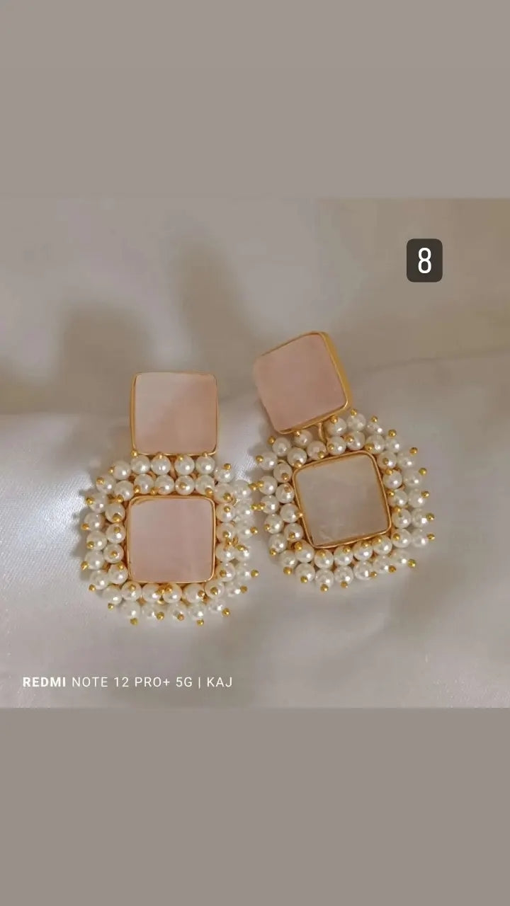 Natural Stone Pearl Earrings