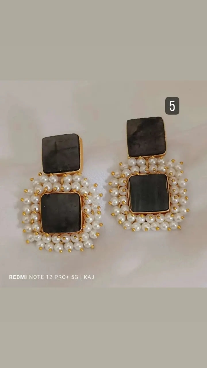 Natural Stone Pearl Earrings
