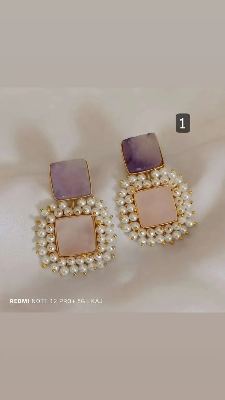 Natural Stone Pearl Earrings