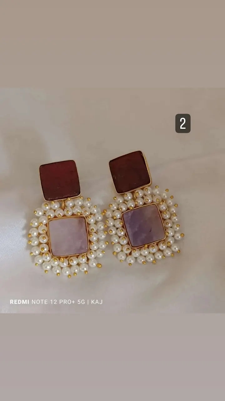 Natural Stone Pearl Earrings