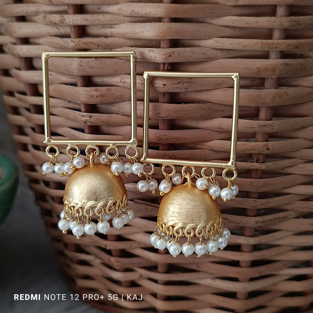 Matte Gold Square Jhumkas