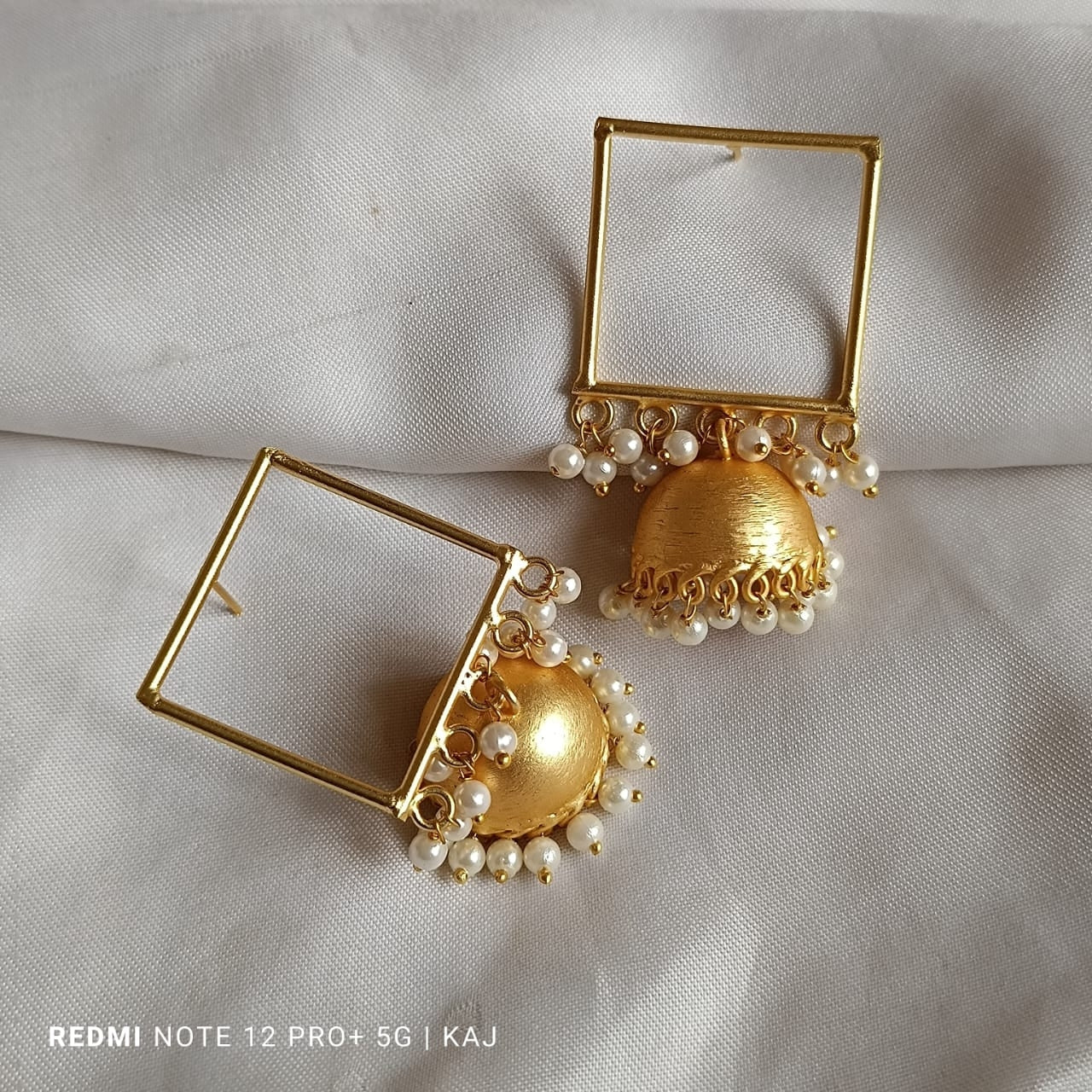 Matte Gold Square Jhumkas