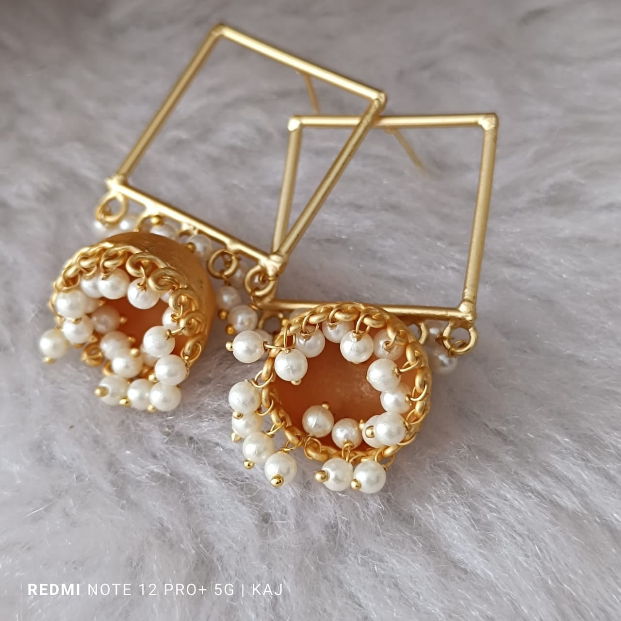 Matte Gold Square Jhumkas