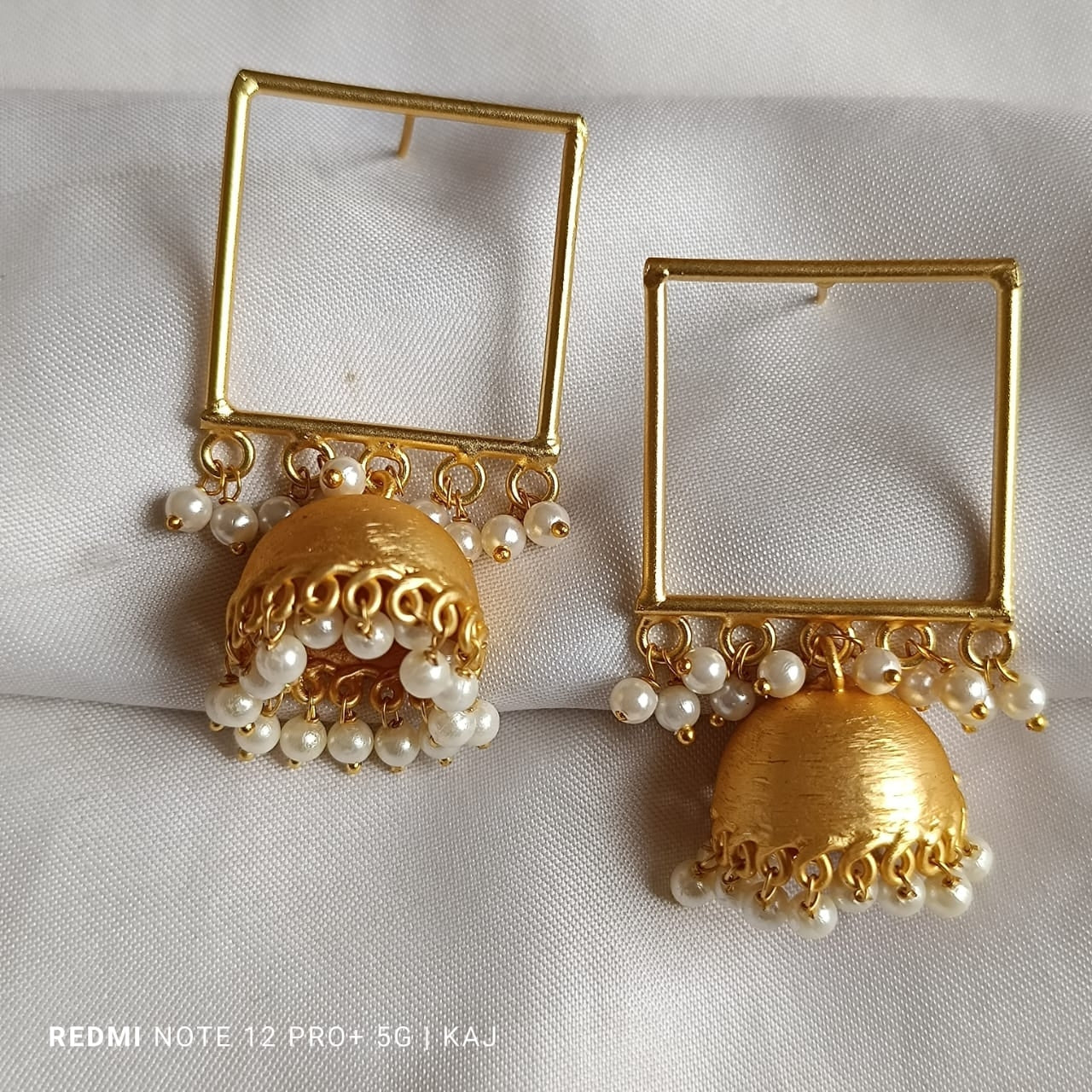 Matte Gold Square Jhumkas