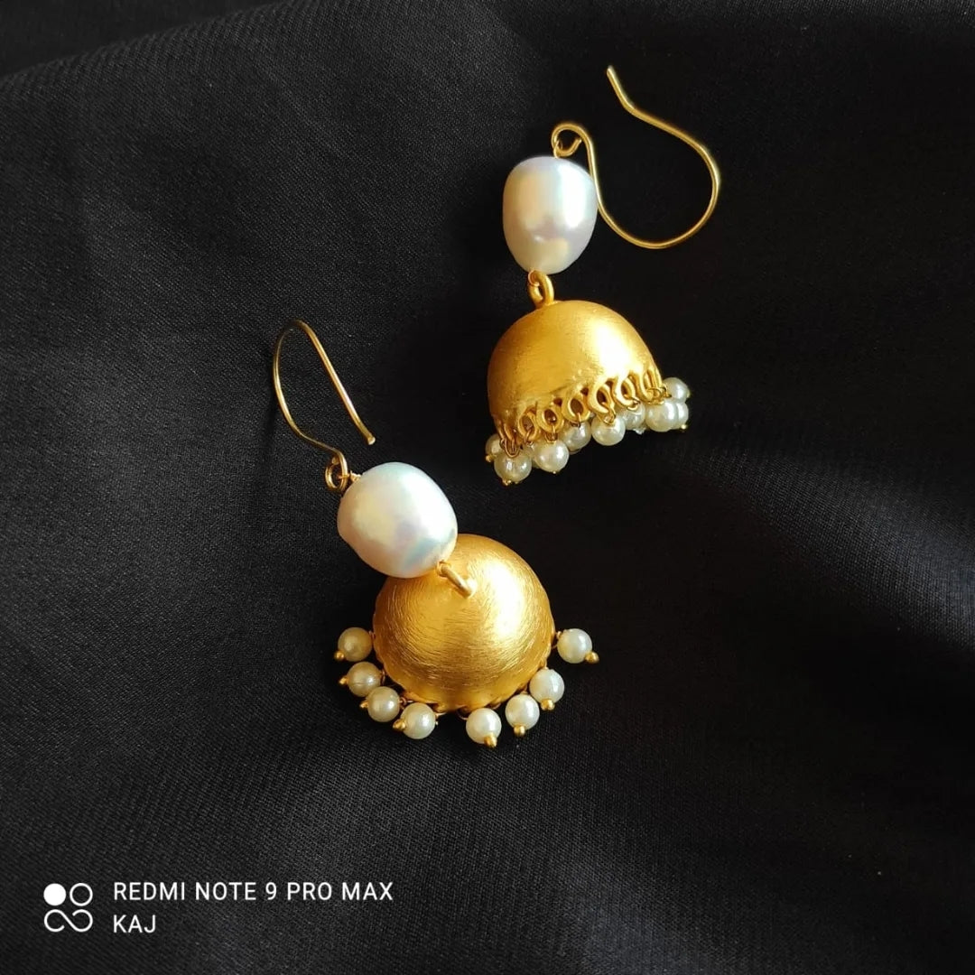 Matte Gold Hook Jhumkas