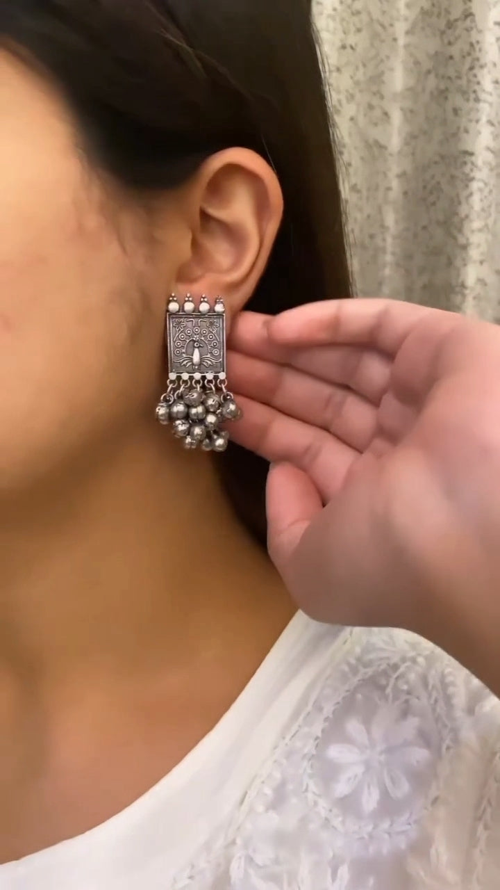 Silver Look-alike Ghungroo Studs