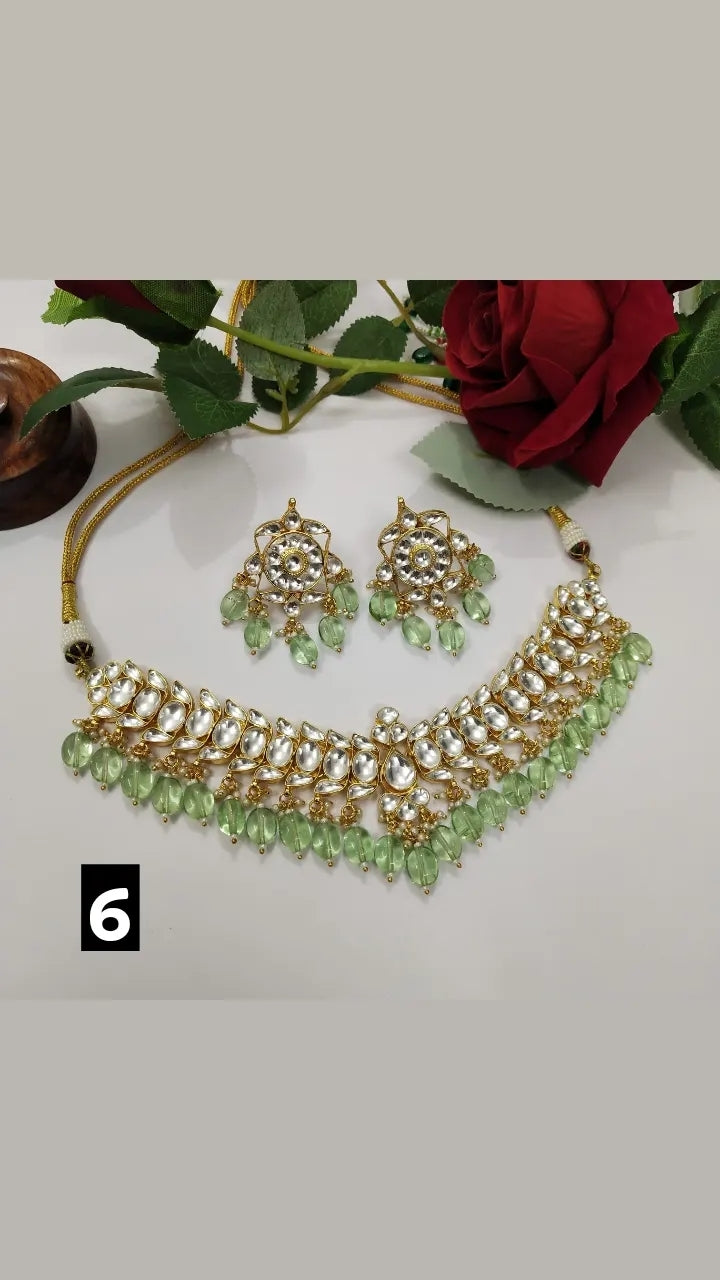 Ahmedabadi Polki Kundan Color Drop Chokerset