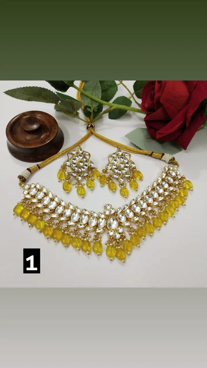 Ahmedabadi Polki Kundan Color Drop Chokerset