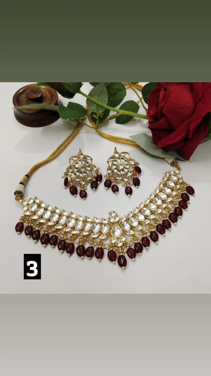 Ahmedabadi Polki Kundan Color Drop Chokerset