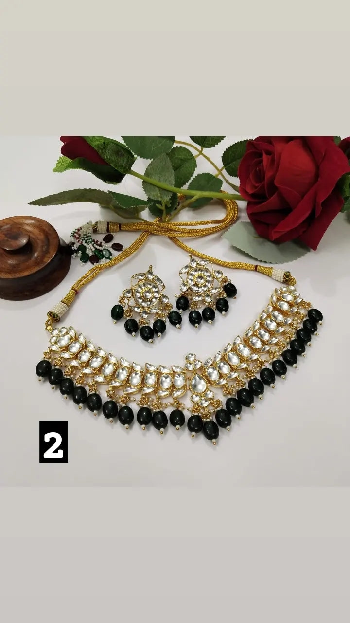 Ahmedabadi Polki Kundan Color Drop Chokerset