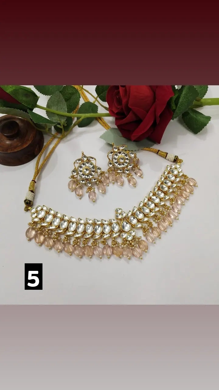 Ahmedabadi Polki Kundan Color Drop Chokerset