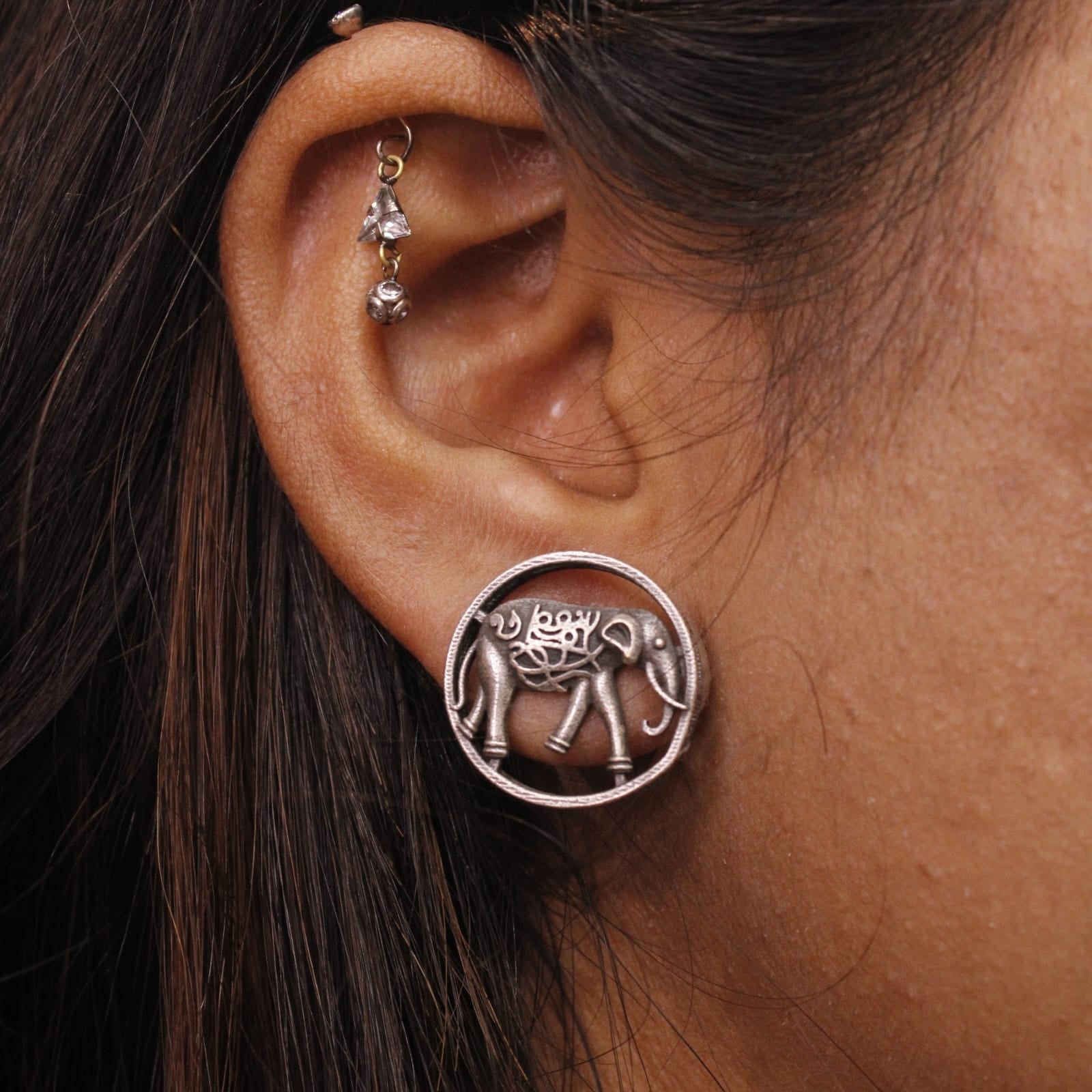 Silver Look-alike Elephant Studs