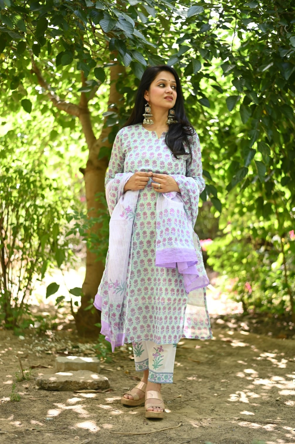 Soft Kota Doria Kurta Set With Dupatta