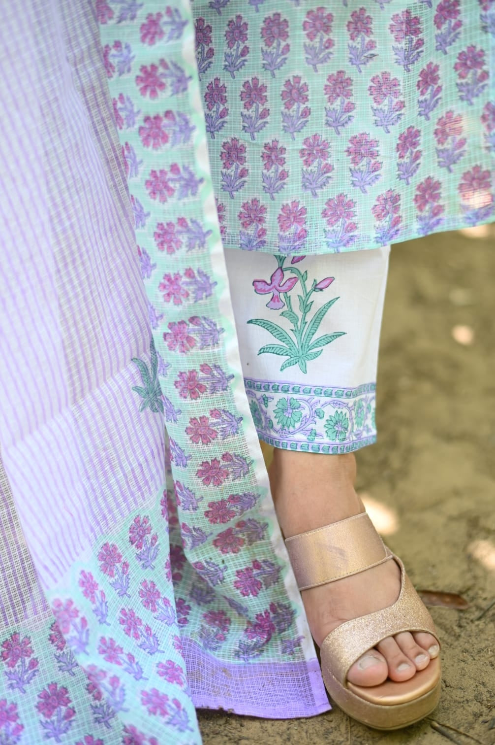 Soft Kota Doria Kurta Set With Dupatta