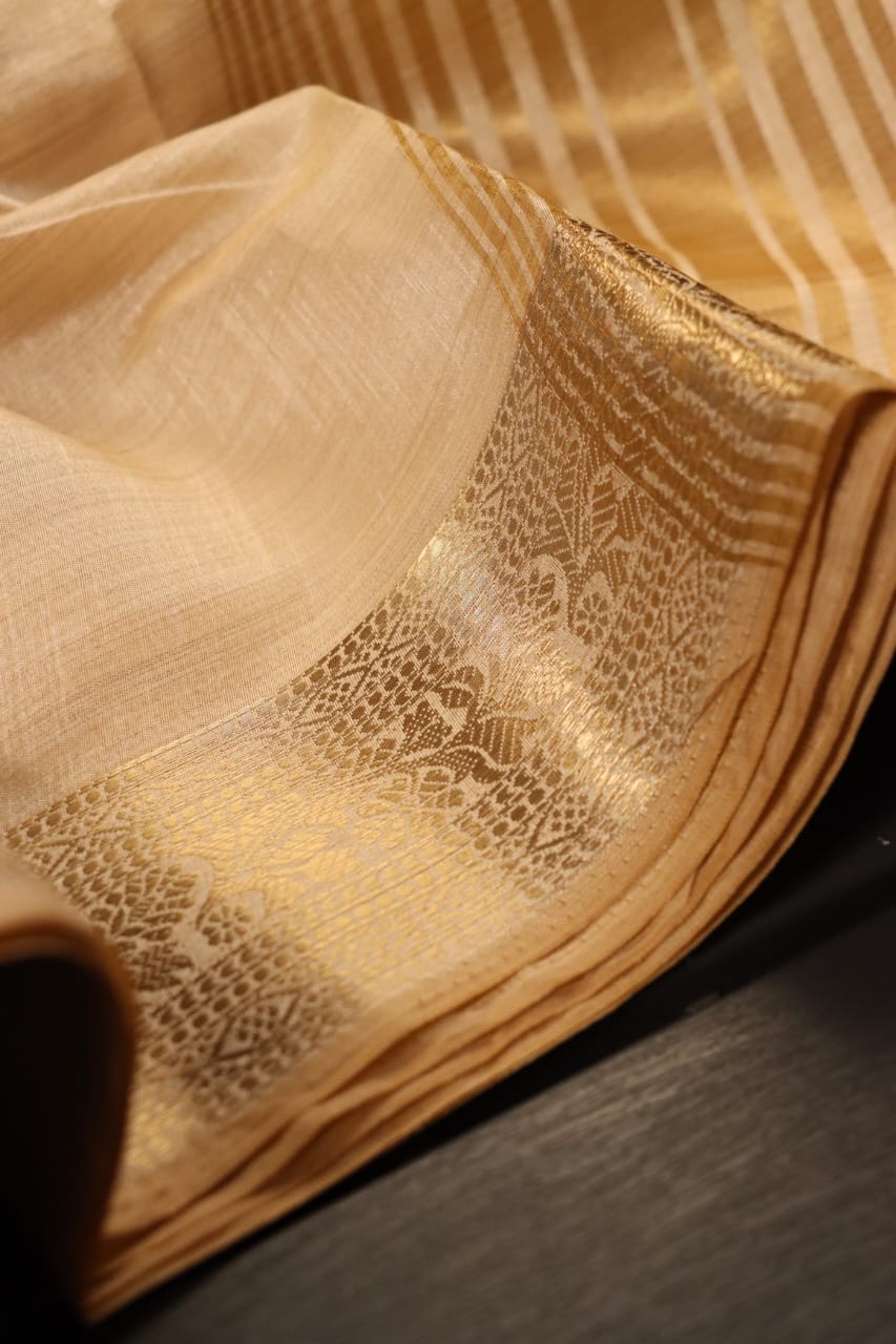 Plain Tussar Silk Saree