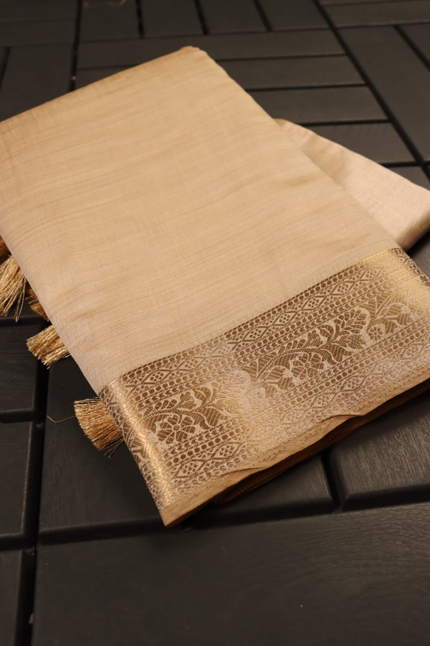 Plain Tussar Silk Saree