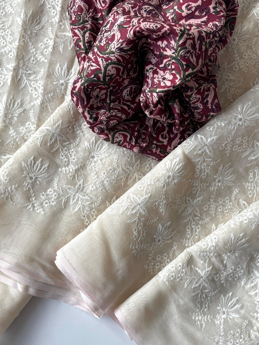 Chanderi Cotton Chikankari Thread Work Saree