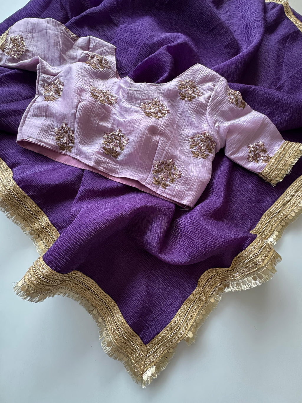 Banarasi Crush Saree With Lace Border