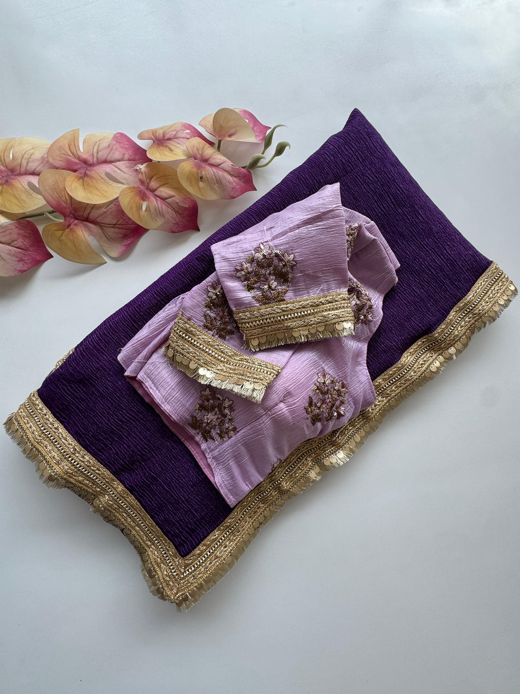 Banarasi Crush Saree With Lace Border