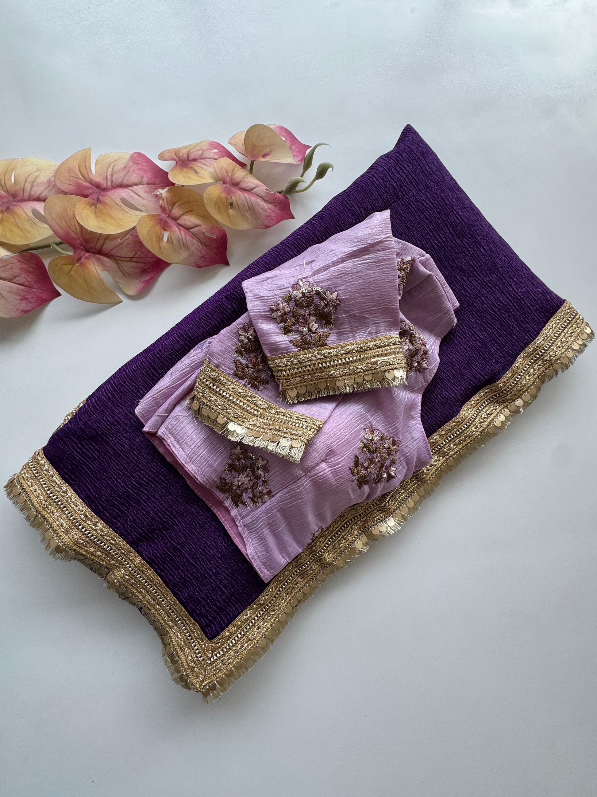 Banarasi Crush Saree With Lace Border