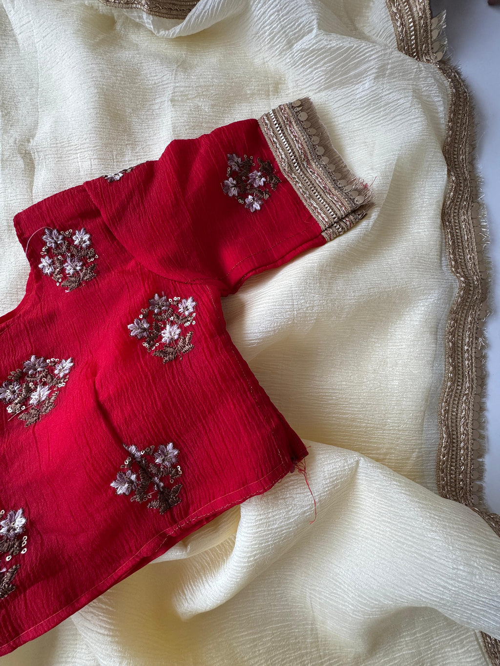 Banarasi Crush Saree With Lace Border