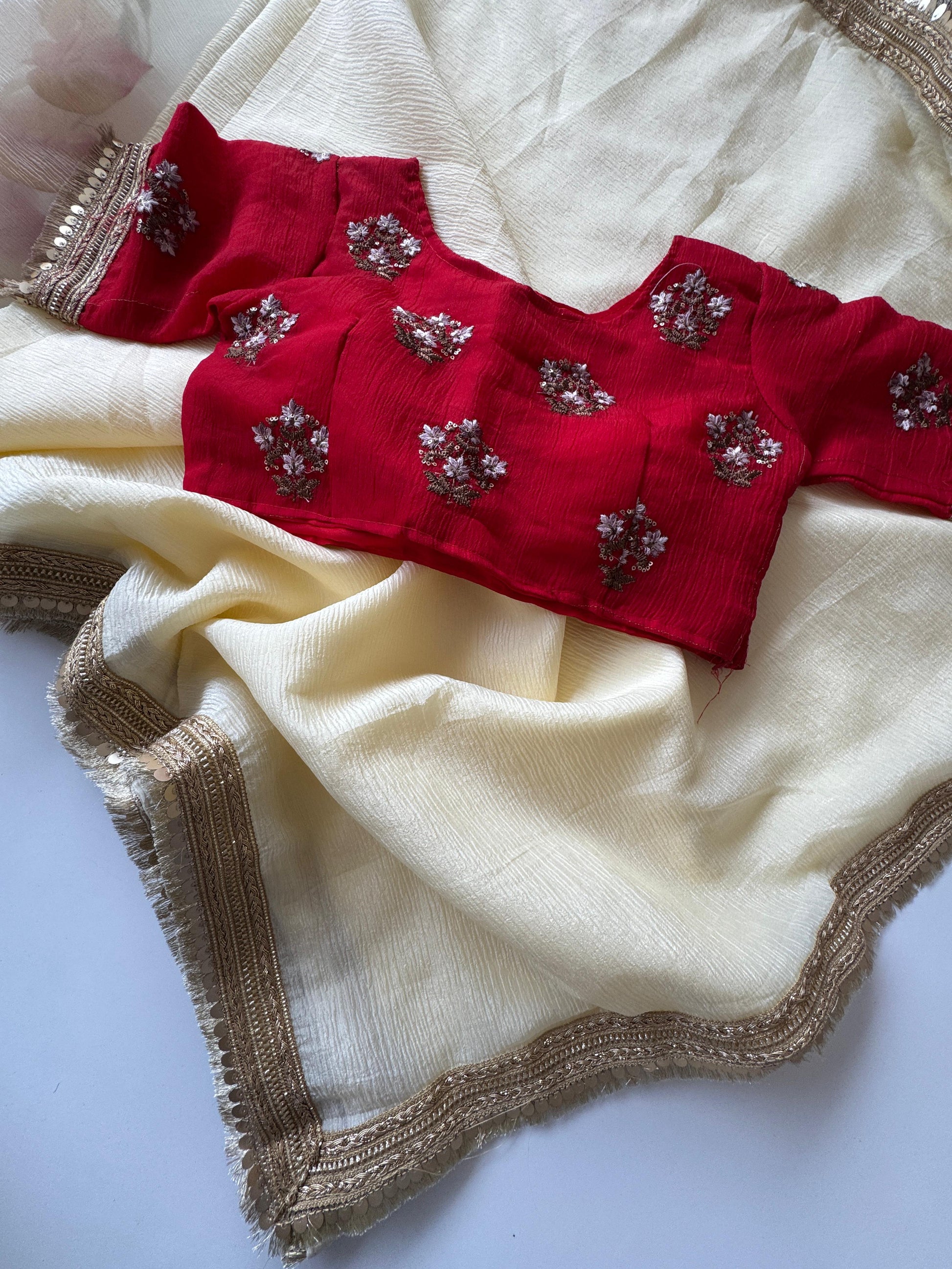 Banarasi Crush Saree With Lace Border