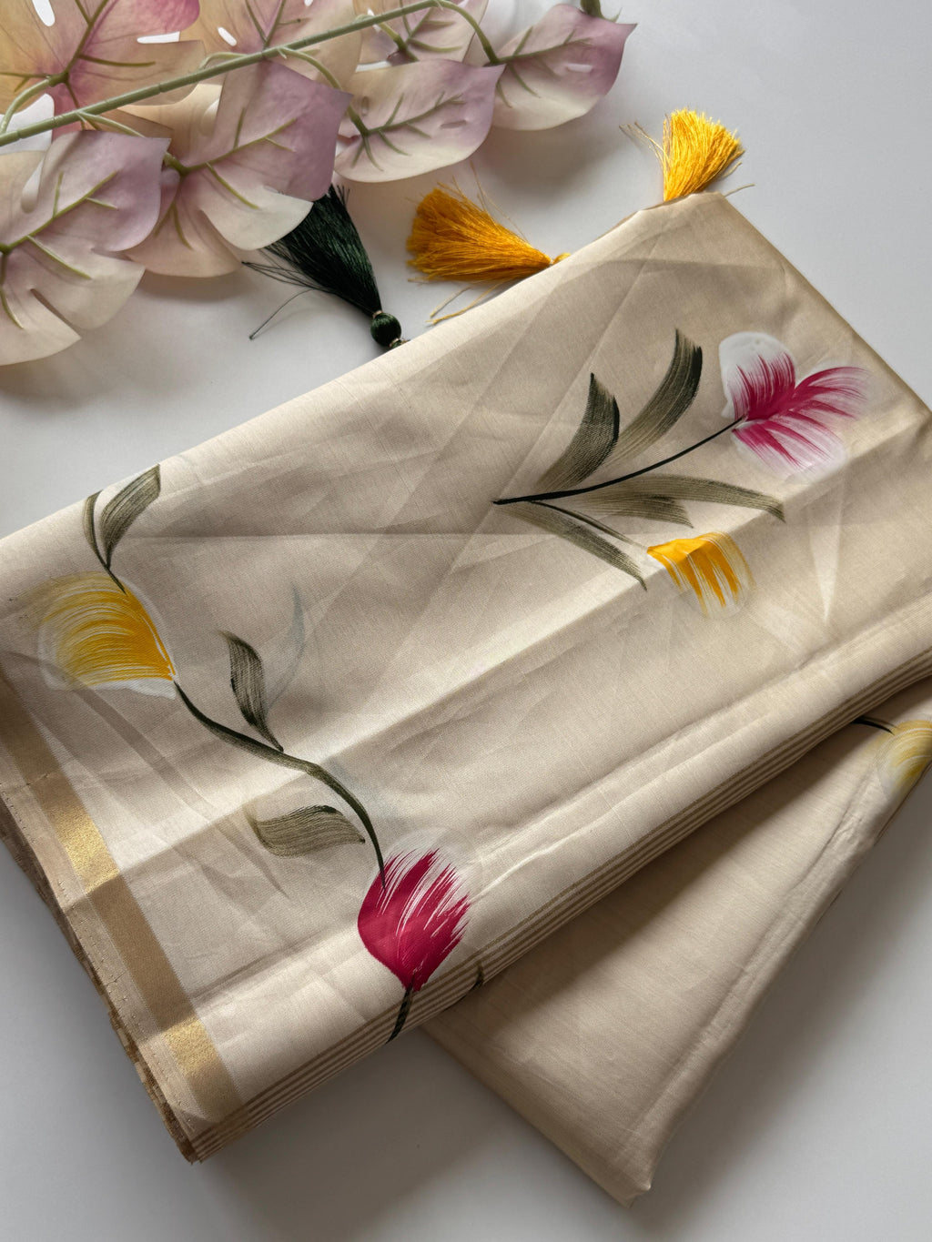 Soft Tussar Saree With Floral Design