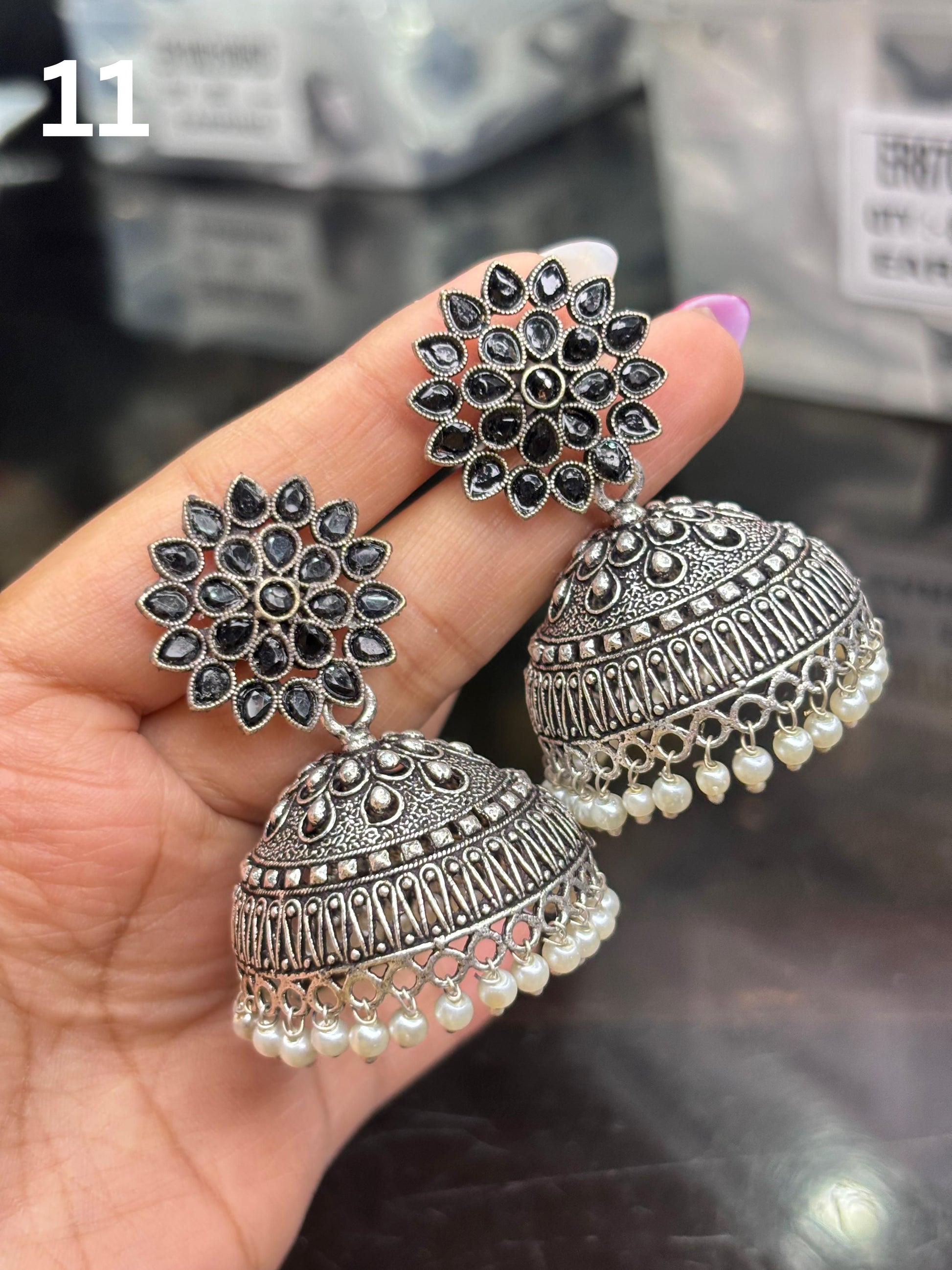 Premium German Silver Jhumkas