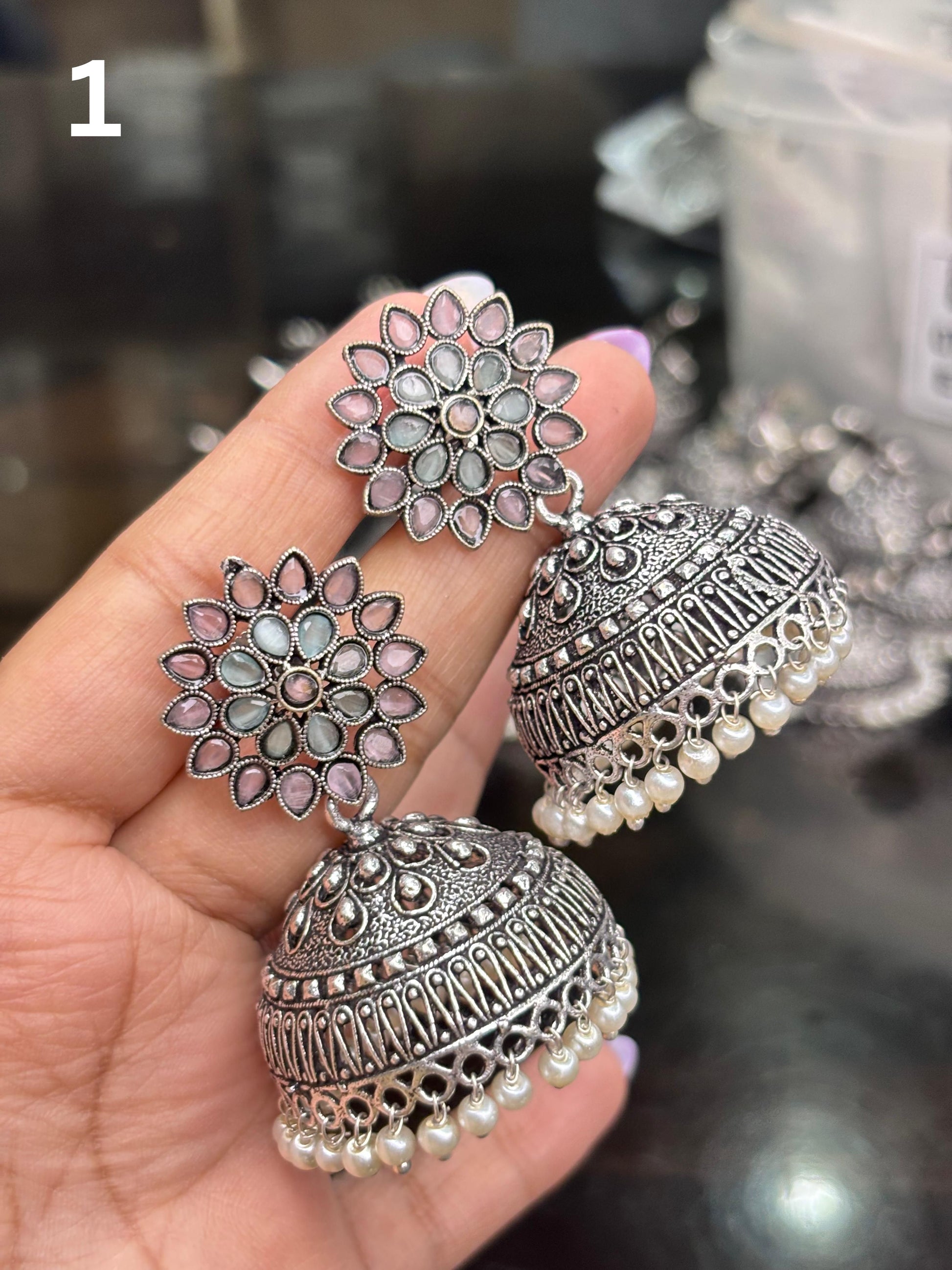 Premium German Silver Jhumkas