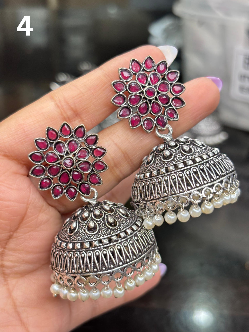 Premium German Silver Jhumkas